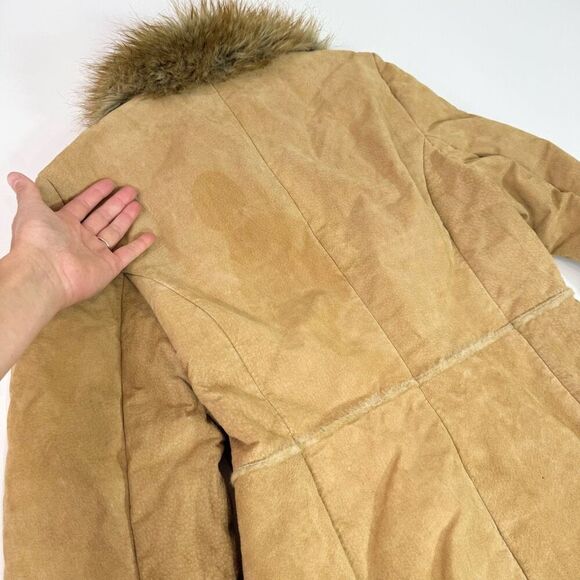 St. John's Bay Coat Womens Medium Tan Long Sleeve Genuine Leather Penny Lane - Picture 9 of 10